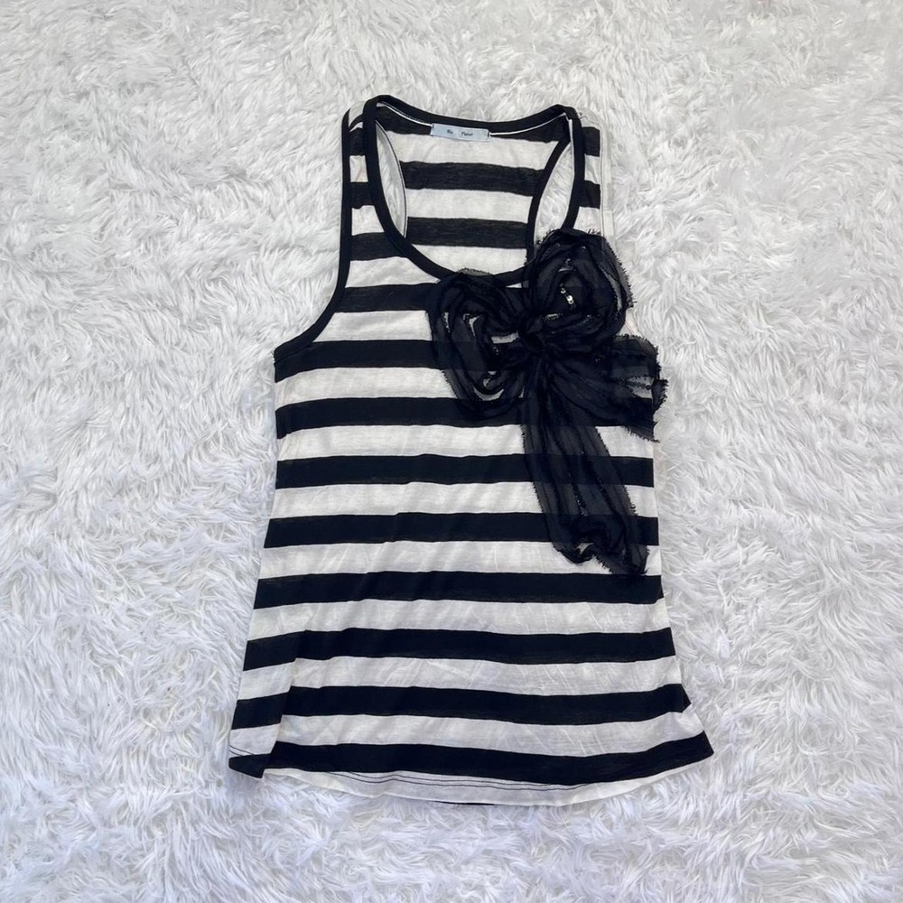 y2k black & white striped bow tank top small